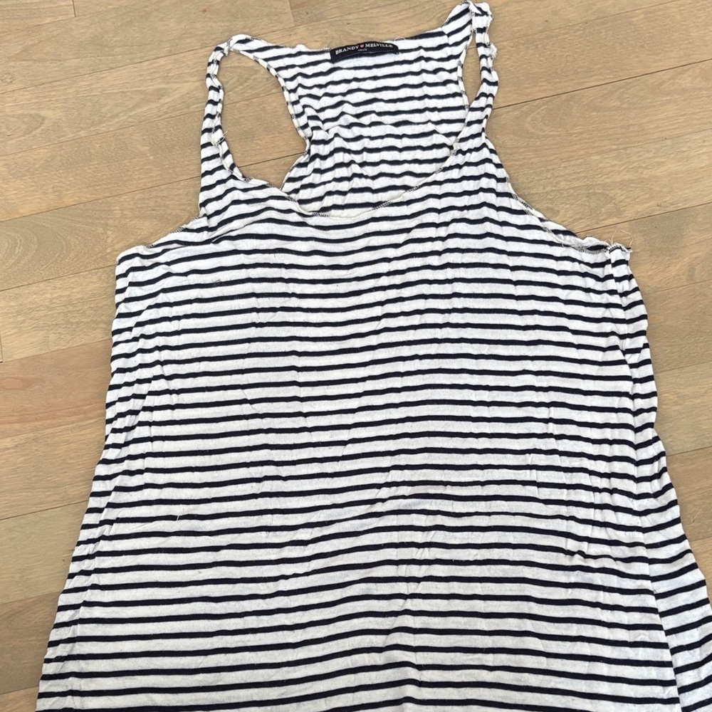 Brandy Melville Striped Navy Tank Top